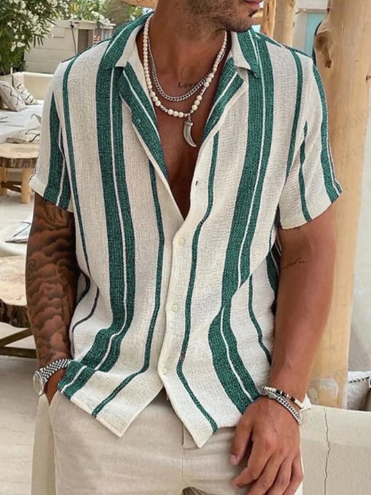 Vibe Check™ 3D Striped Hawaiian Shirt – Unisex Vacation Drip