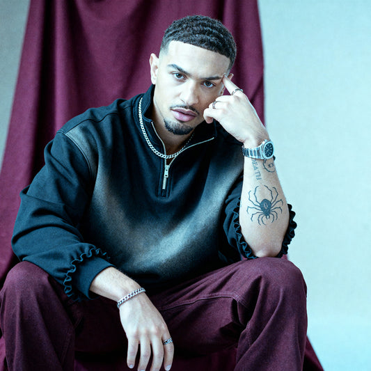 Sun Fade Raw Edge Quarter-Zip Sweatshirt