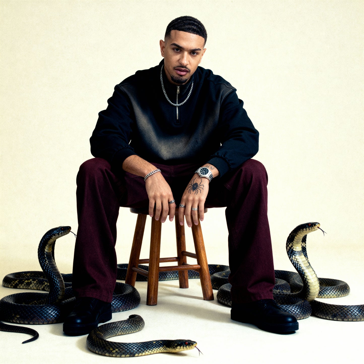 Sun Fade Raw Edge Quarter-Zip Sweatshirt