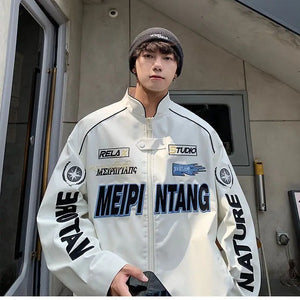 Racer Drip™ PU Leather Pilot Jacket – Unisex Streetwear Vibes