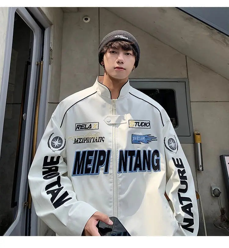 Racer Drip™ PU Leather Pilot Jacket – Unisex Streetwear Vibes