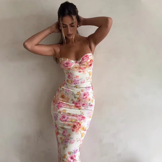 2025 Floral Split Mini Dress – Spaghetti Strap Summer Babe Fit