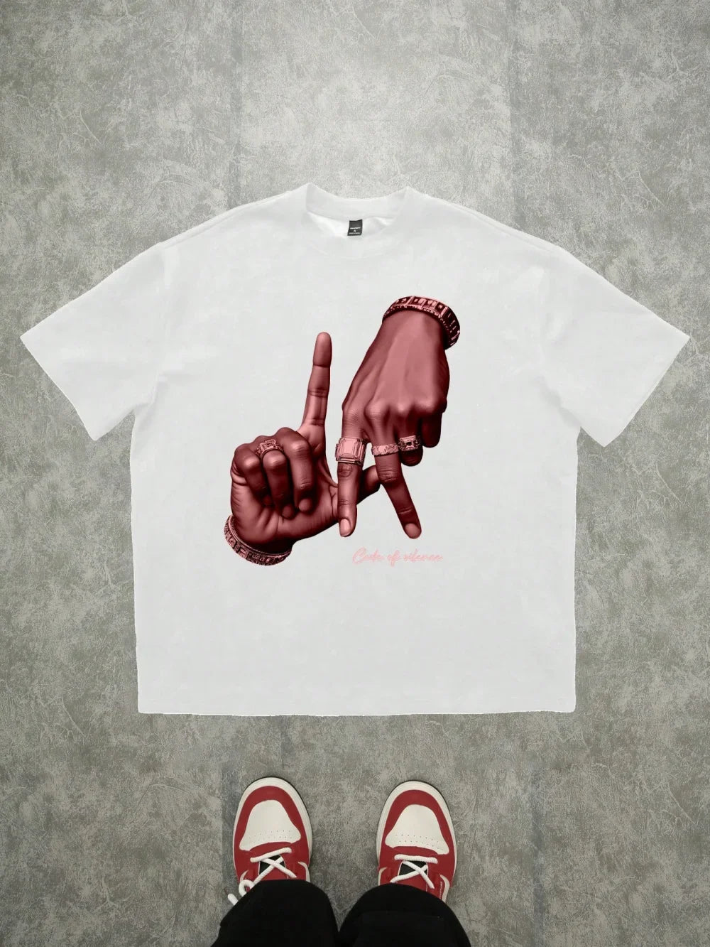 LA Vibes Hand Sign Tee – 100% Cotton Streetwear Drip.