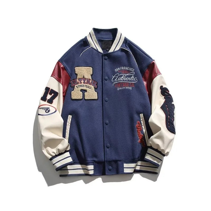 Vintage Vibe Varsity Jacket – Leather Sleeves, Embroidery, Total Drip