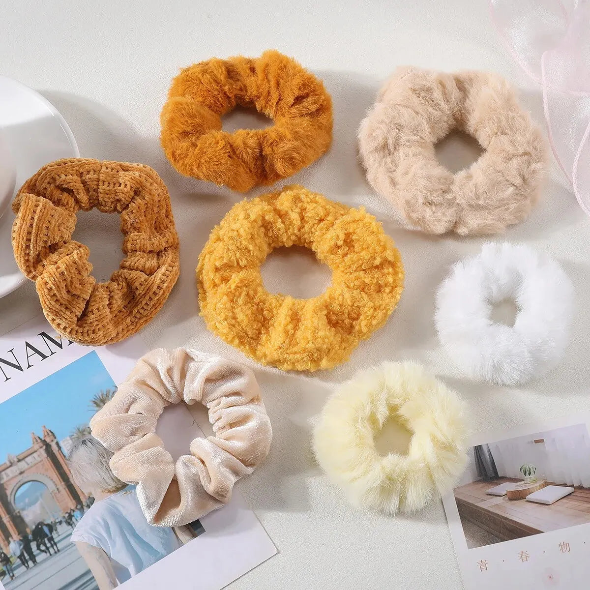 Plush Scrunchie Set – 7 or 21 Soft Hair Ties for Women & Girls