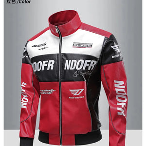 Men's Collar Leather Jacket, Fashionable American Motorcycle Suit Pu Leather Jacket