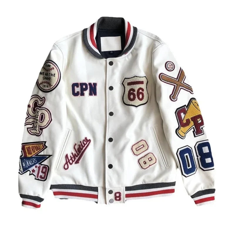 Loose Men’s PU Leather Baseball Jacket – Casual Autumn Streetwear