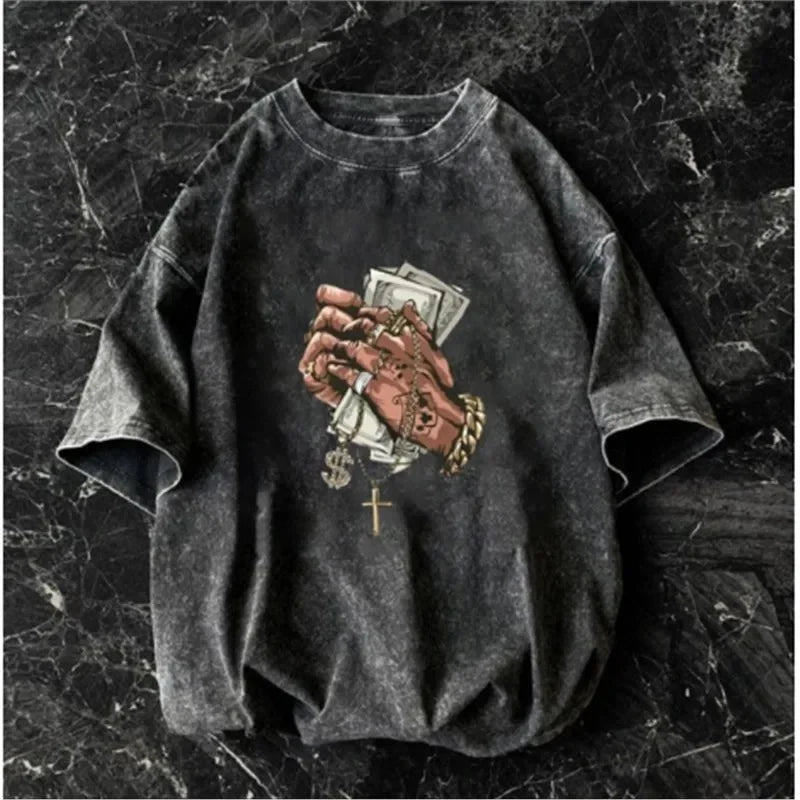 American short-sleeved T-shirt men's summer street loose-fitting shirt