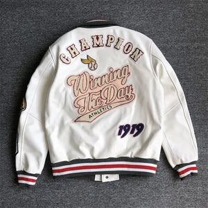 Loose Men’s PU Leather Baseball Jacket – Casual Autumn Streetwear
