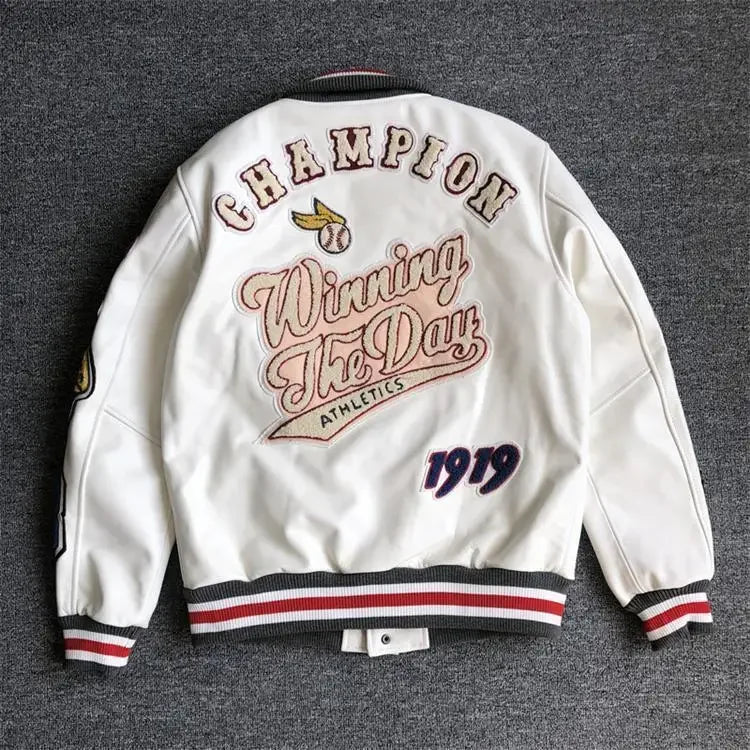 Loose Men’s PU Leather Baseball Jacket – Casual Autumn Streetwear