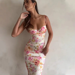2025 Floral Split Mini Dress – Spaghetti Strap Summer Babe Fit