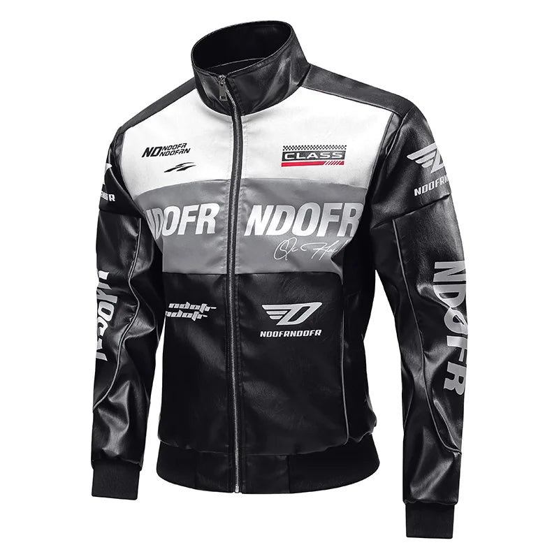 Men's Collar Leather Jacket, Fashionable American Motorcycle Suit Pu Leather Jacket