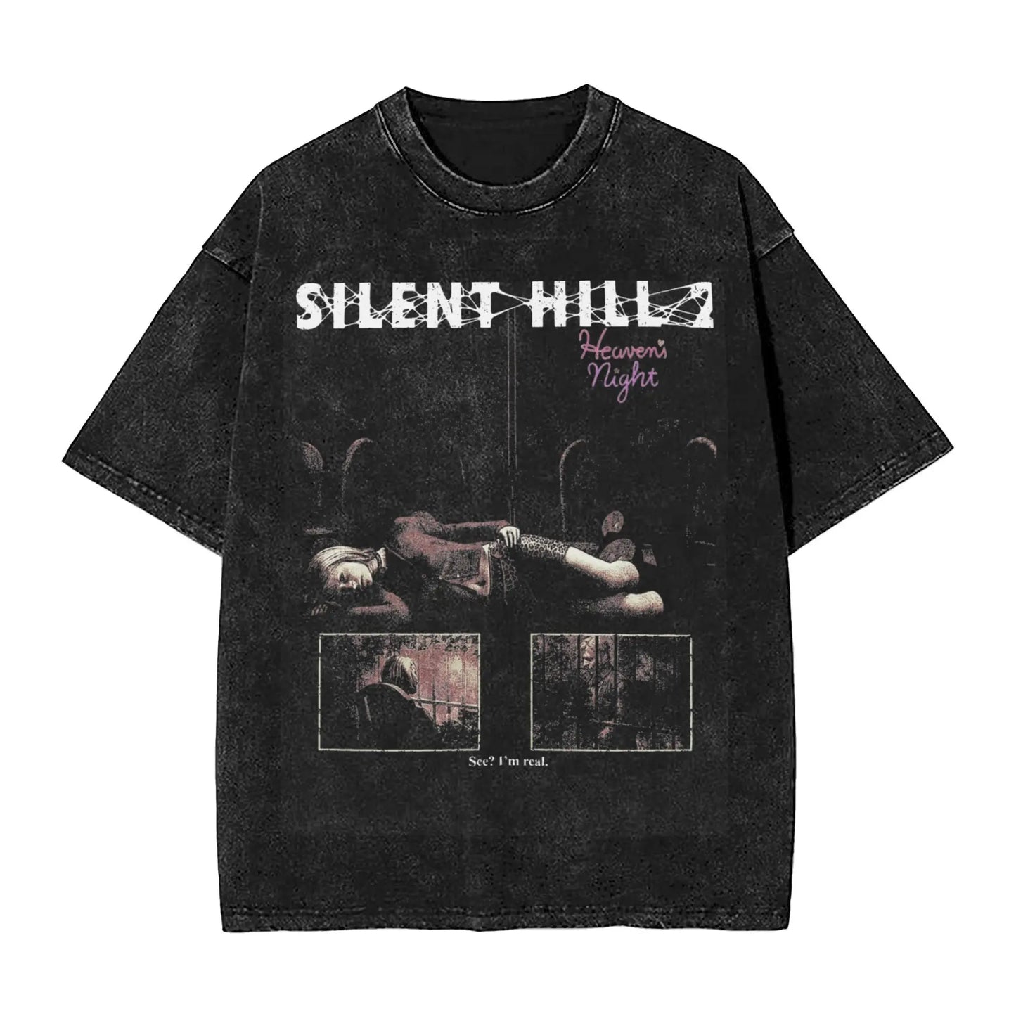 Silent Hill Drip – Washed Horror Tee for Men & Women