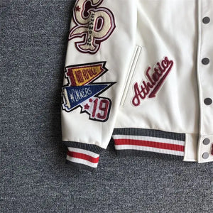 Design new leather baseball uniform men's PU leather jacket loose coat for men.