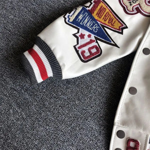 Design new leather baseball uniform men's PU leather jacket loose coat for men.