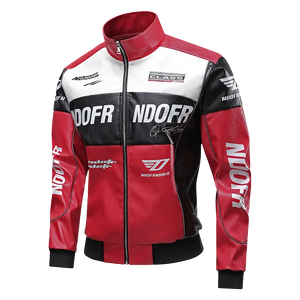Men's Collar Leather Jacket, Fashionable American Motorcycle Suit Pu Leather Jacket