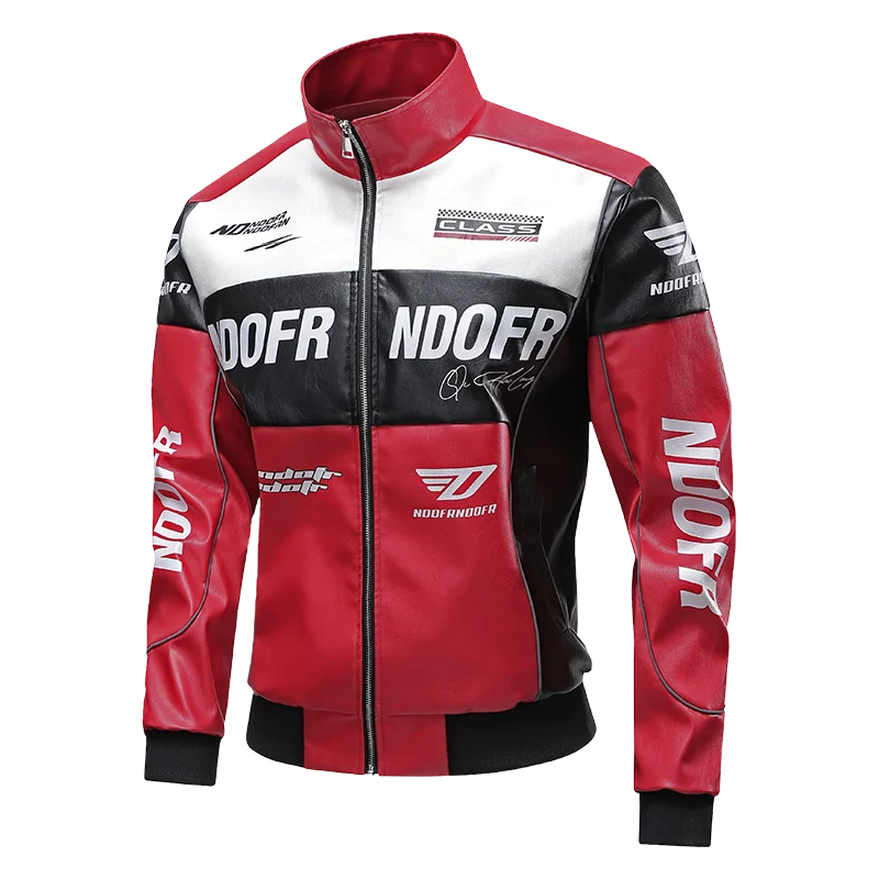 Men's Collar Leather Jacket, Fashionable American Motorcycle Suit Pu Leather Jacket