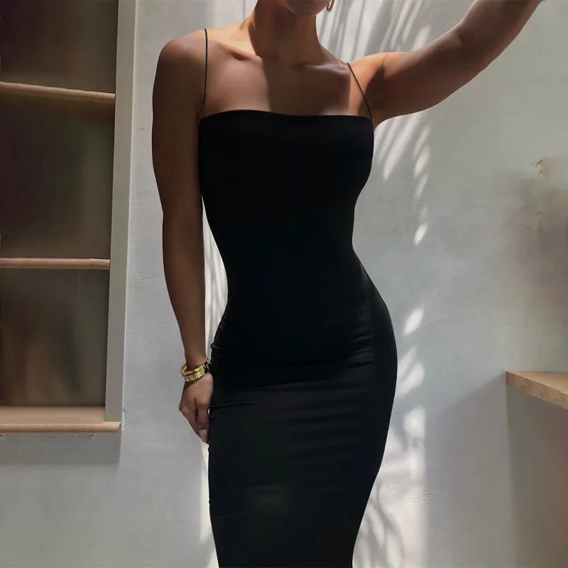 Women's Sexy Backless Bodycon Mini Dress – Summer Sleeveless Spaghetti Strap