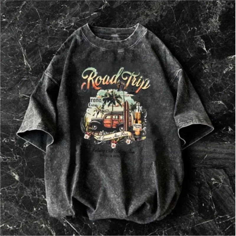 American short-sleeved T-shirt men's summer street loose-fitting shirt