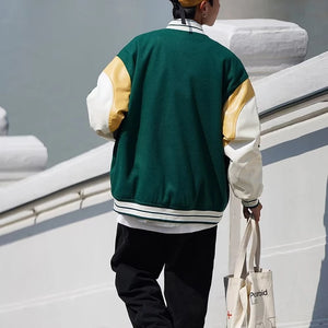 Vintage Vibe Varsity Jacket – Leather Sleeves, Embroidery, Total Drip