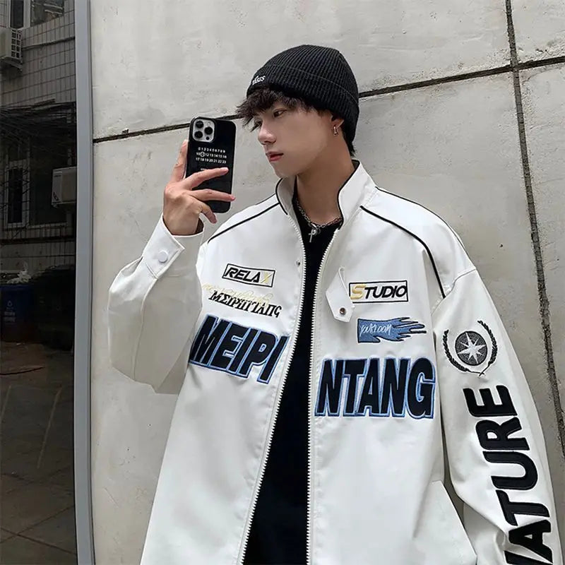 Racer Drip™ PU Leather Pilot Jacket – Unisex Streetwear Vibes