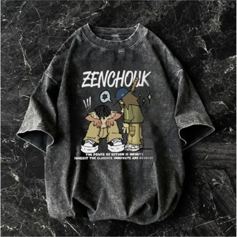 American short-sleeved T-shirt men's summer street loose-fitting shirt