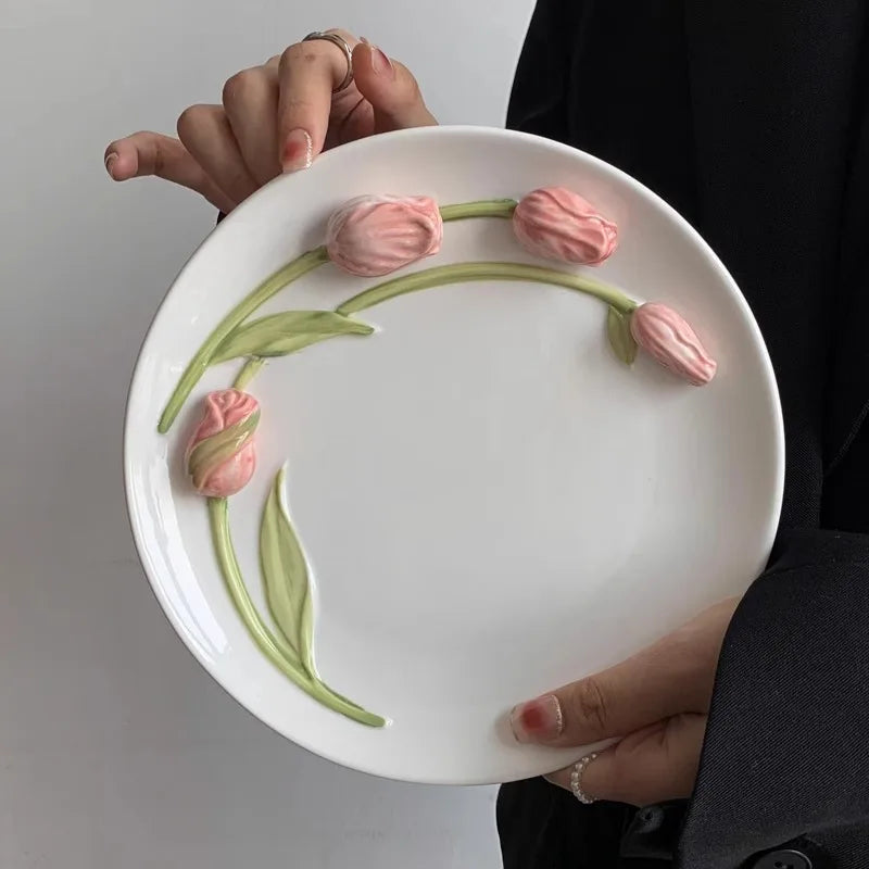 🌷 Handmade Tulip Cups & Plates –  Creative Hand-Drawn Designs