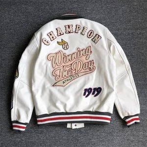 Loose Men’s PU Leather Baseball Jacket – Casual Autumn Streetwear