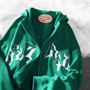 Y2K Zipped Polo Hoodie – Unisex Streetwear | Dull Black Retro Fit