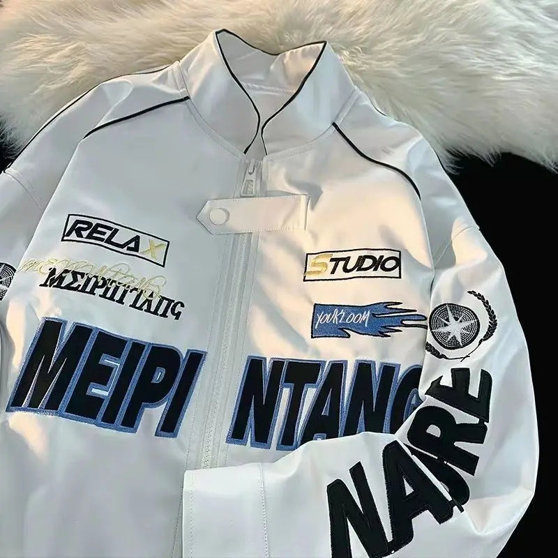 Racer Drip™ PU Leather Pilot Jacket – Unisex Streetwear Vibes