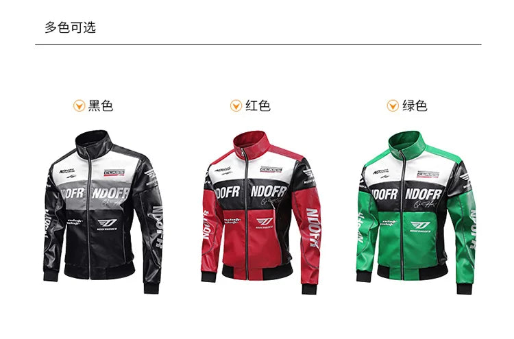 Men's Collar Leather Jacket, Fashionable American Motorcycle Suit Pu Leather Jacket