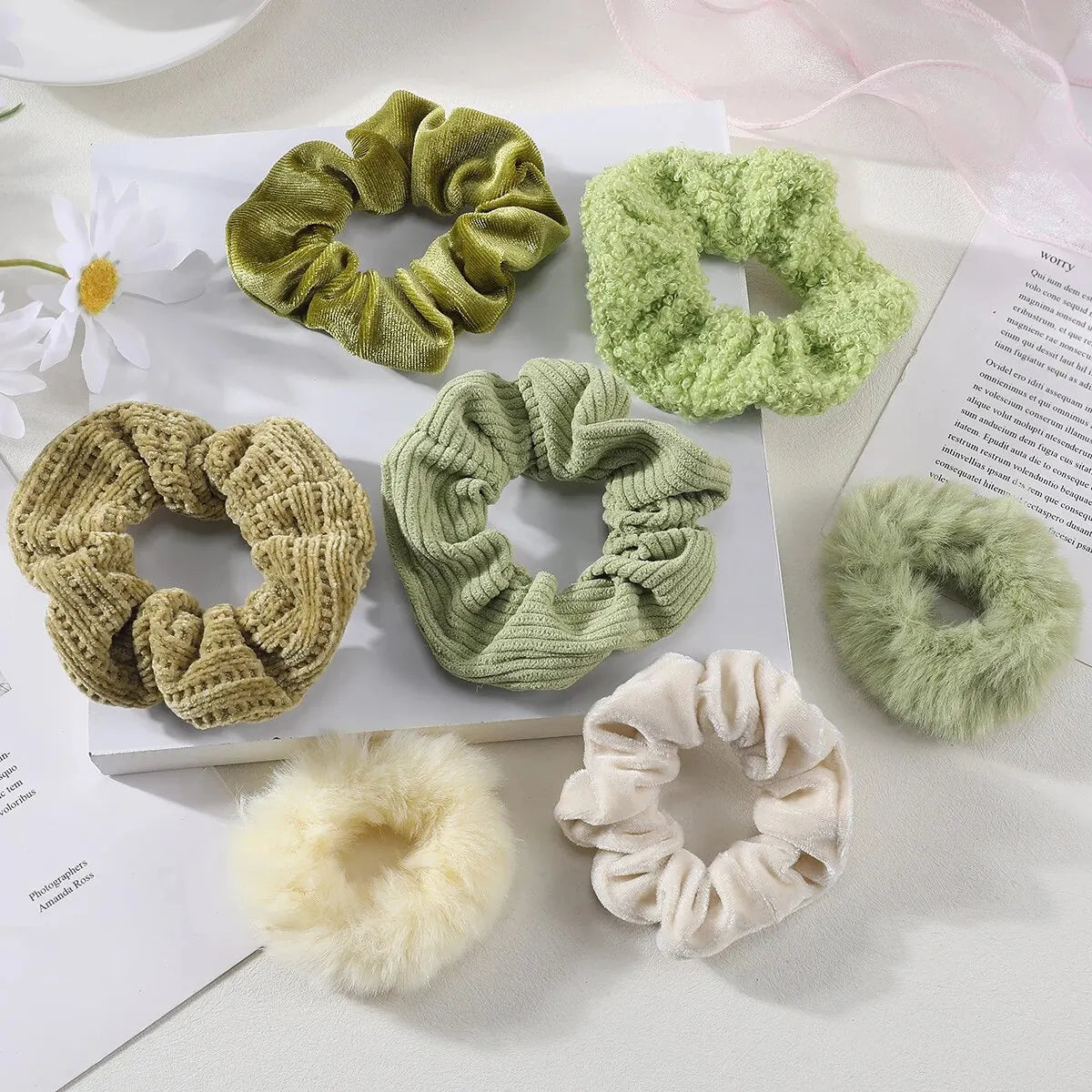 Plush Scrunchie Set – 7 or 21 Soft Hair Ties for Women & Girls
