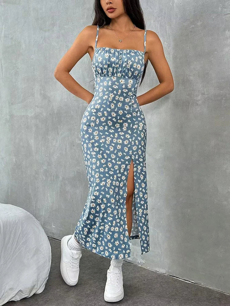🌿 Emerald Allure – Summer Halter Maxi Dress for Women | Sexy Backless Sleeveless Long Dress