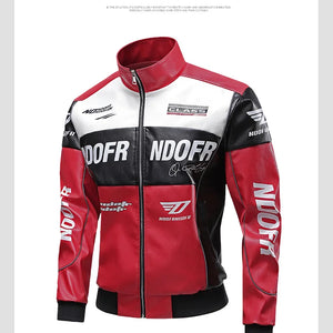Men's Collar Leather Jacket, Fashionable American Motorcycle Suit Pu Leather Jacket