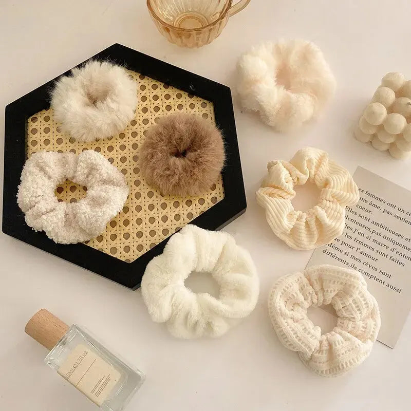 Plush Scrunchie Set – 7 or 21 Soft Hair Ties for Women & Girls