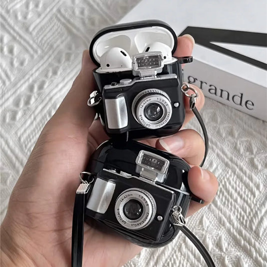 "Vintage Camera AirPods Case with Strap – Soft Protective Cover for AirPods Pro & Gen 1–4"