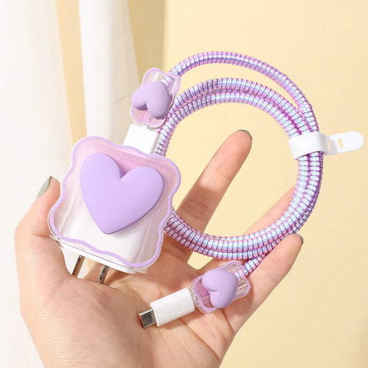 "4-in-1 Love Heart Charger Protector & Cable Winder for iPhone"