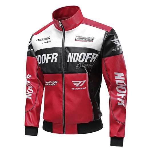 Men's Collar Leather Jacket, Fashionable American Motorcycle Suit Pu Leather Jacket