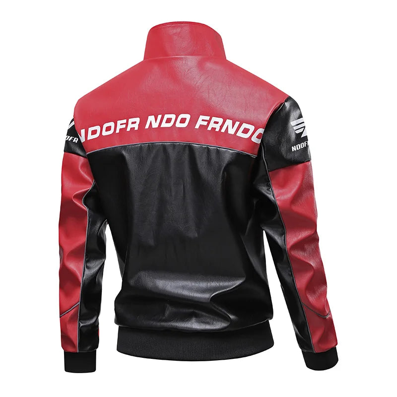 Men's Collar Leather Jacket, Fashionable American Motorcycle Suit Pu Leather Jacket
