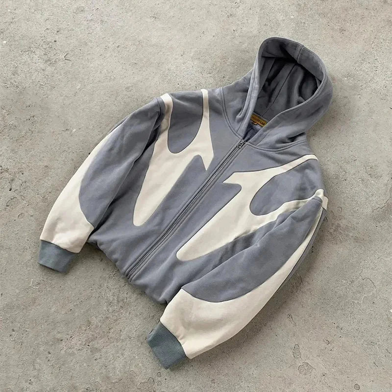 Devil DripY2K Retro Zip-Up Hoodie – Couple Streetwear for Him & Her.
