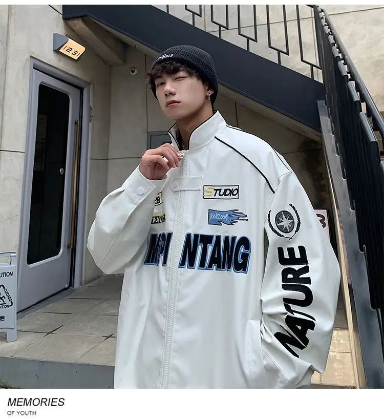 Racer Drip™ PU Leather Pilot Jacket – Unisex Streetwear Vibes