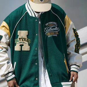 Vintage Vibe Varsity Jacket – Leather Sleeves, Embroidery, Total Drip