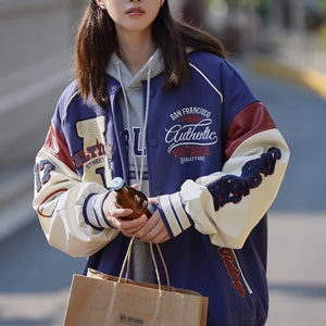 Vintage Vibe Varsity Jacket – Leather Sleeves, Embroidery, Total Drip