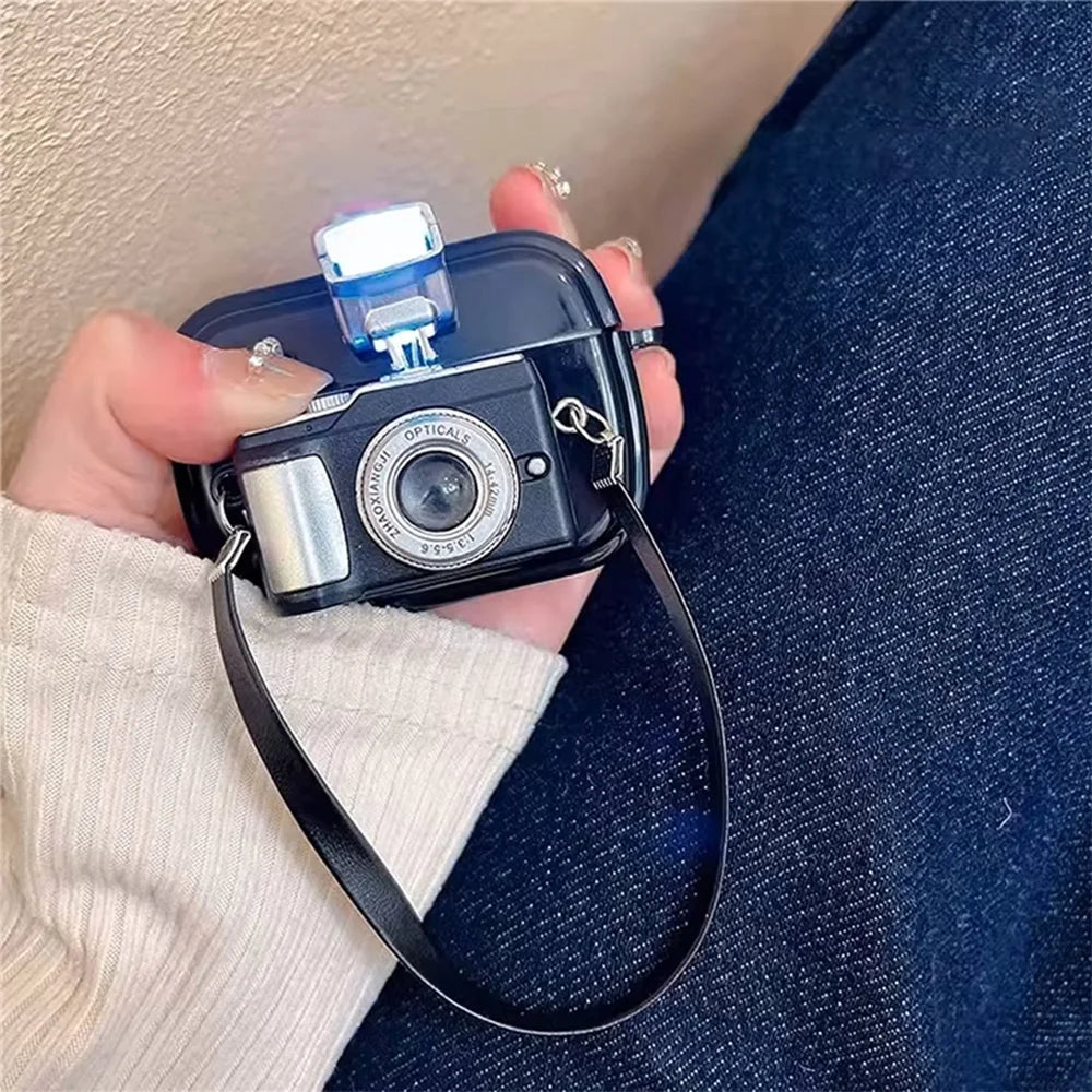 "Vintage Camera AirPods Case with Strap – Soft Protective Cover for AirPods Pro & Gen 1–4"