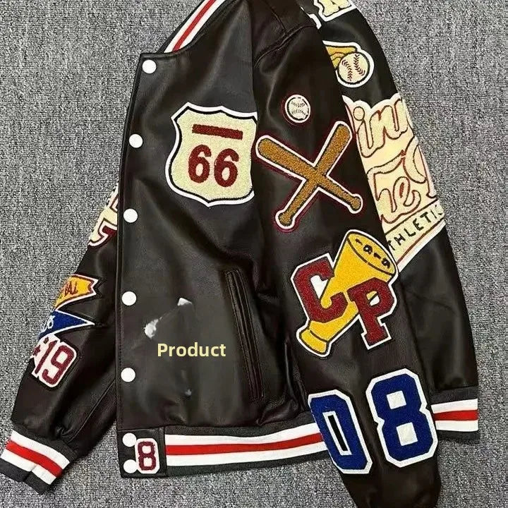 Loose Men’s PU Leather Baseball Jacket – Casual Autumn Streetwear