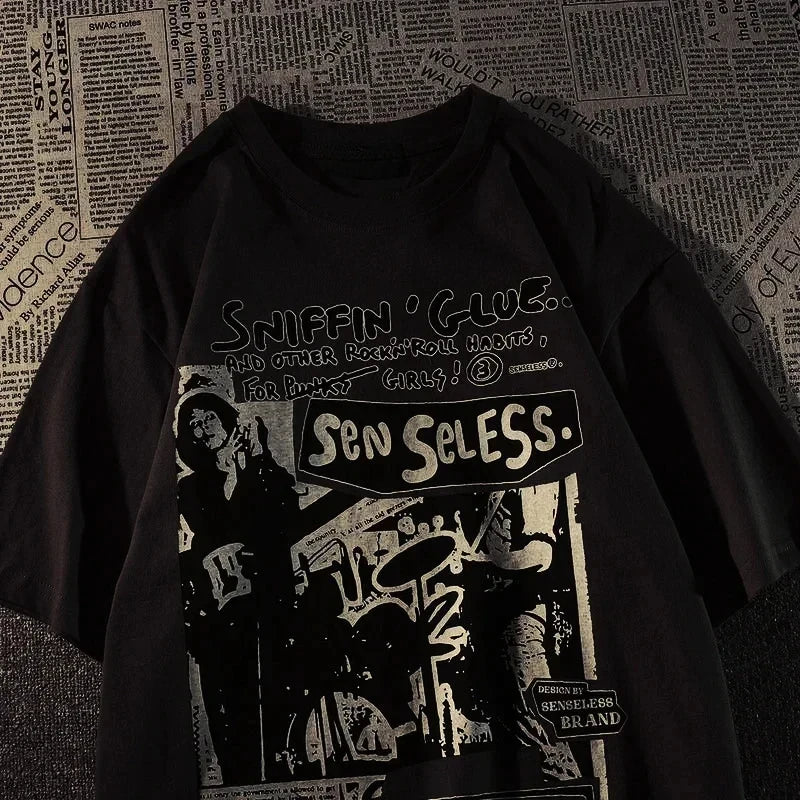 Kawaii Graffiti Print Oversized T-Shirt..