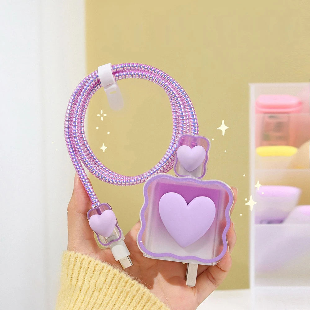 "4-in-1 Love Heart Charger Protector & Cable Winder for iPhone"