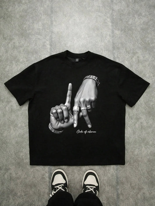 LA Vibes Hand Sign Tee – 100% Cotton Streetwear Drip.