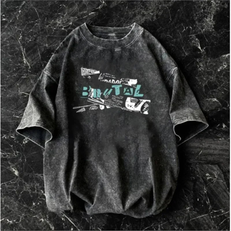 American short-sleeved T-shirt men's summer street loose-fitting shirt