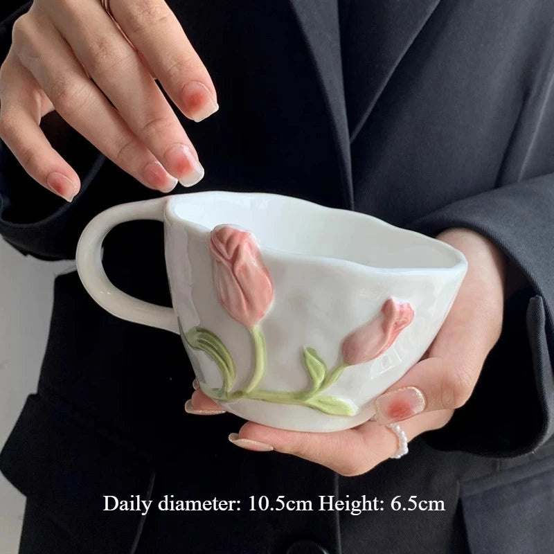 🌷 Handmade Tulip Cups & Plates –  Creative Hand-Drawn Designs